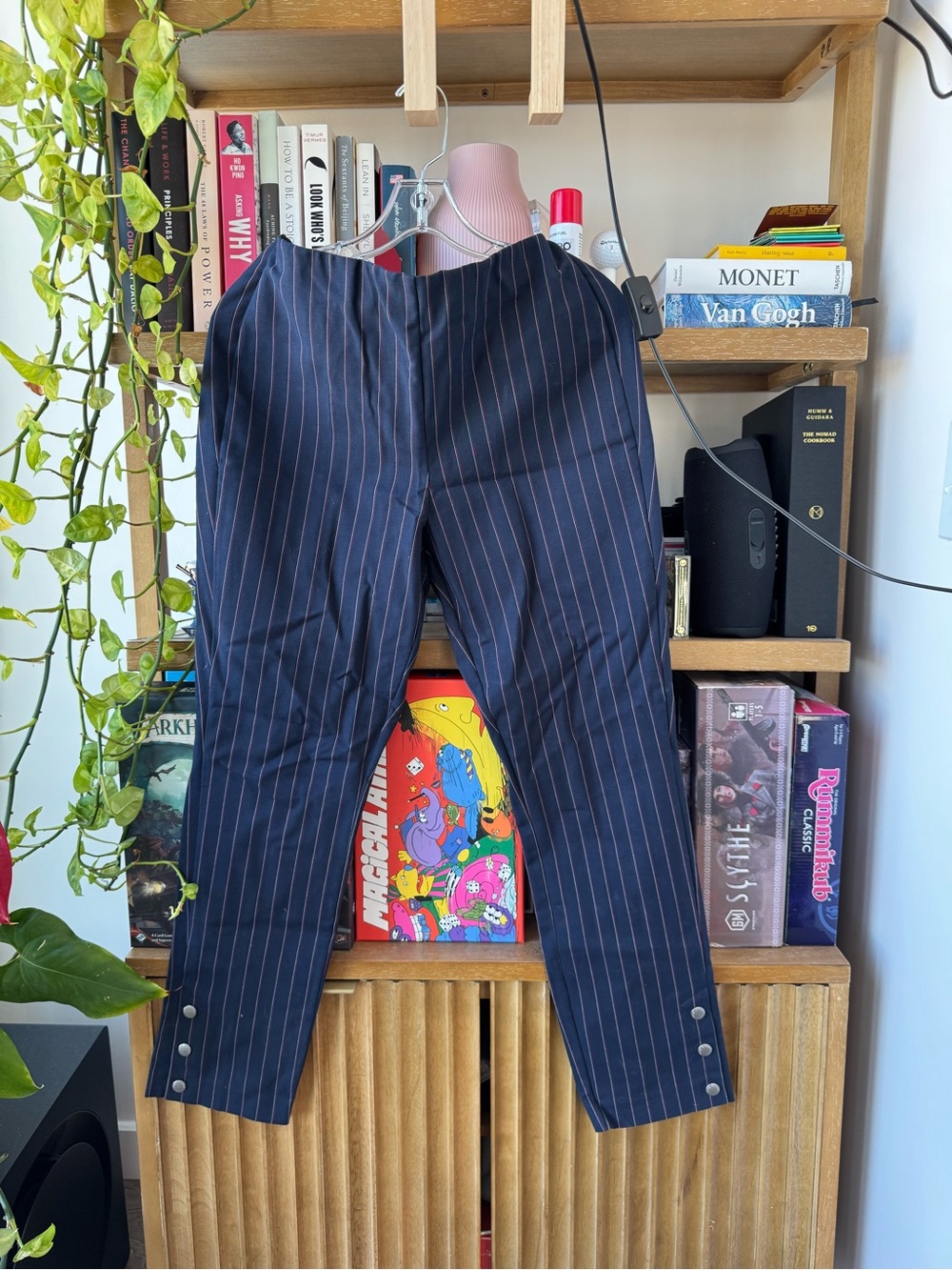 Navy Pinstripe Dress Pants